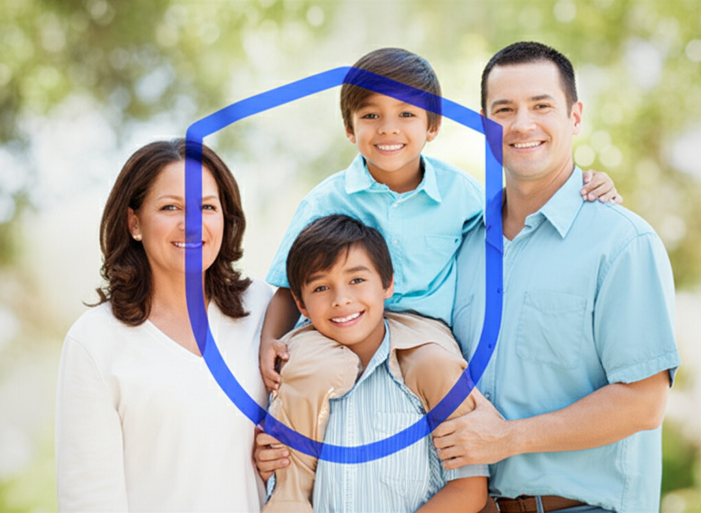 Familia mexicana protegida con seguros